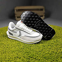 Женские кроссовки Nike Sacai (белые с серым) светлые модные повседневные спорт кроссы О20698 top