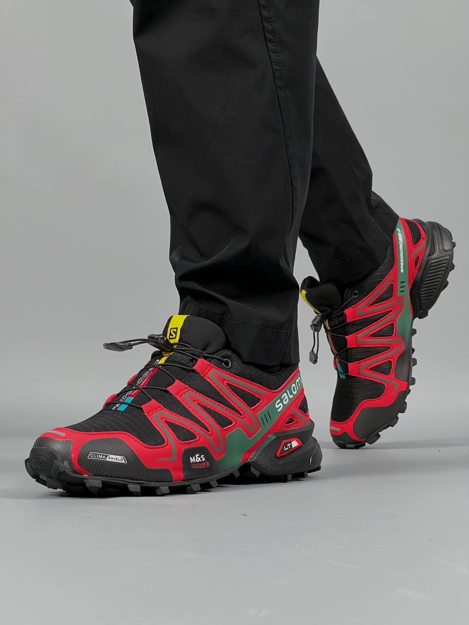 Чоловічі кросівки Salomon Speedcross 3 Black Red (чорні з червоним) яскраві спортивні демі кроси DА1475 top