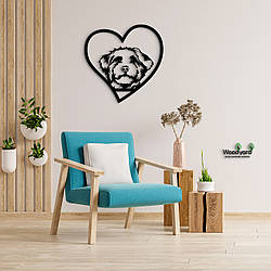 Панно Heart Кубинська шовкова собака 20x20 см - Картини та лофт декор з дерева на стіну.