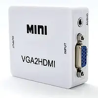 Конвертер переходник VGA to HDMI активный адаптер со звуком VGA2HDMI Аудио вход Converter Mini 1080P
