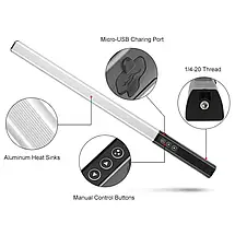 Портативна світлодіодна палиця Luxceo Q508S LED-stick постійне світло-меч з пультом (3000-6000K), фото 2