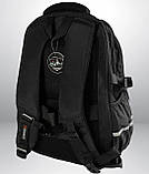 Чоловічий рюкзак чорний з ортопедичною спинкою та USB міський, повсякденний, для ноутбука 17″ чорний, темно-синій, фото 7