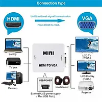 Конвертер переходник Переходник с HDMI на VGA видео адаптер Full HD для ноутбука конвертер