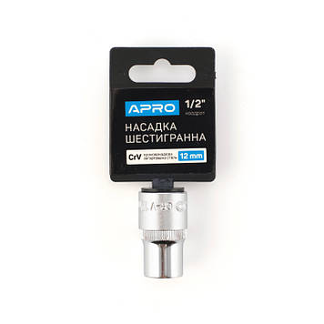 Насадка шестигранна CrV 1/2 12 мм APRO