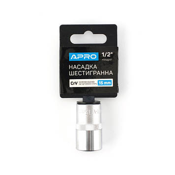 Насадка шестигранна CrV 1/2 15 мм APRO