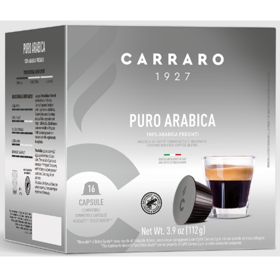 Кава в капсулах Dolce Gusto Carraro Puro Arabica, 16шт Італія (капсули Cararro Puro Arabica)