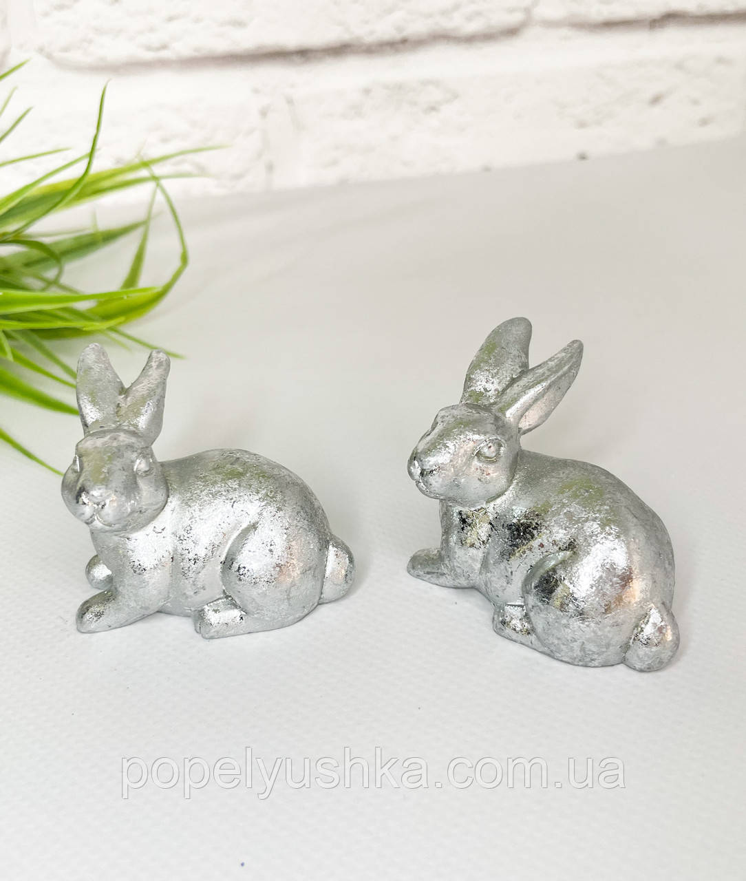 Керамічна статуетка" Зайчик лежачий" срібний, фото 1