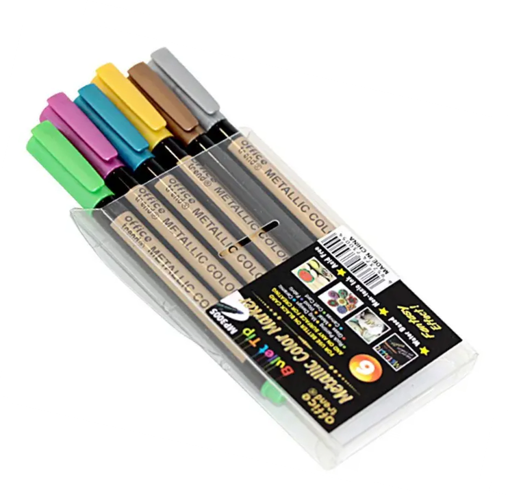 Набір маркерів на водній основі Металік, 6 кольорів, MP3005-6, фото 1