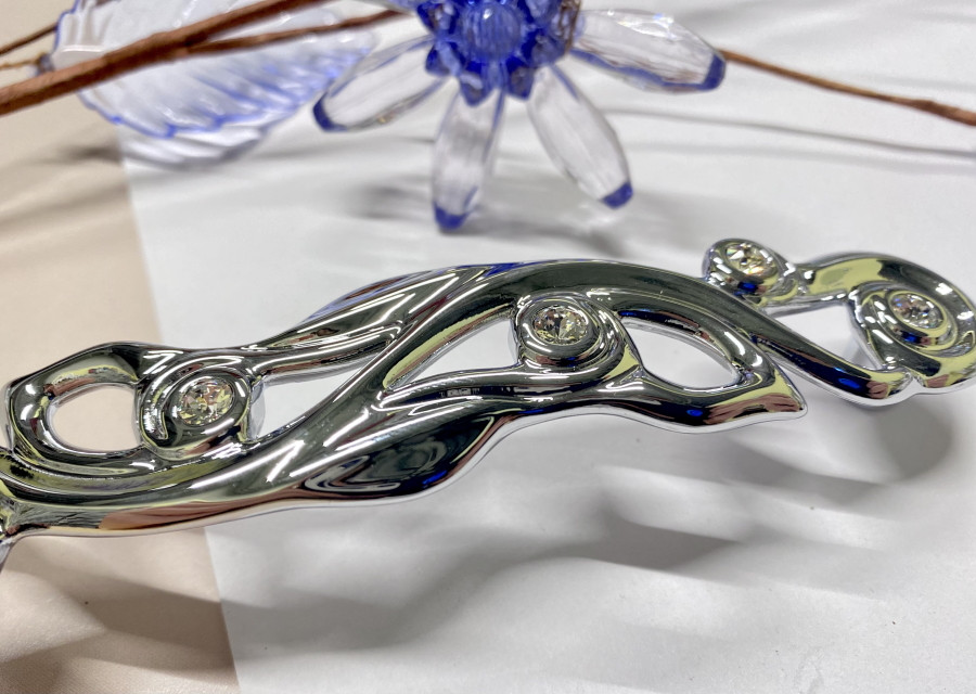 Ручка скоба з кристалами SWAROVSKI GU-W7244 глянсовий хром 128 мм