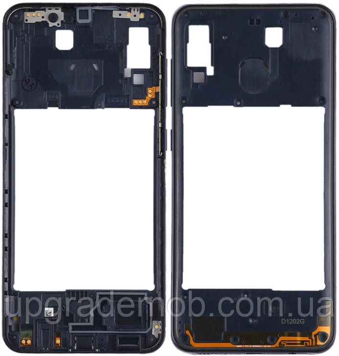 Рамка корпусу Samsung A205 Galaxy A20 чорна, фото 1