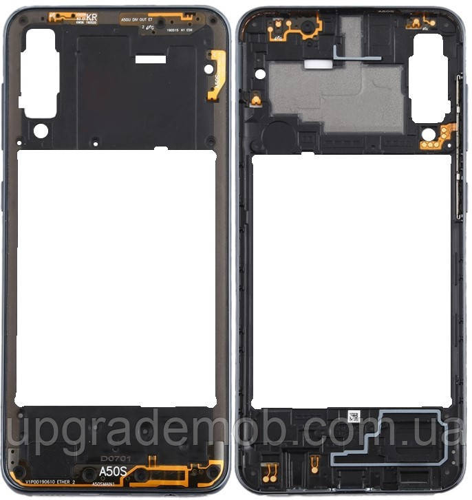 Рамка корпусу Samsung A507 Galaxy A50s чорна Prism Crush Black, фото 1