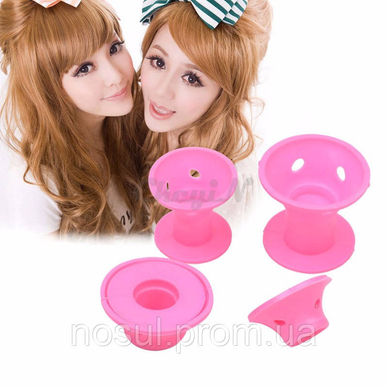 Бигуди Rollers DIY ролики силиконовые розовые (10 шт) мягкие удобные Silicone укладка Hair Curlers Stylin - фото 4 - id-p299154692