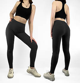 Жіночі спортивні легінси з високою посадкою Тайтси для тренувань Чорний колір