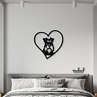 Панно Heart Миниатюрный шнауцер 40x40 см - Картины и лофт декор из дерева на стену.