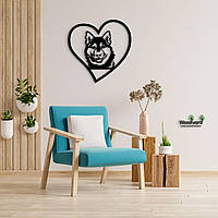 Панно Heart Сибірський хаскі 20x20 см - Картини та лофт декор з дерева на стіну.