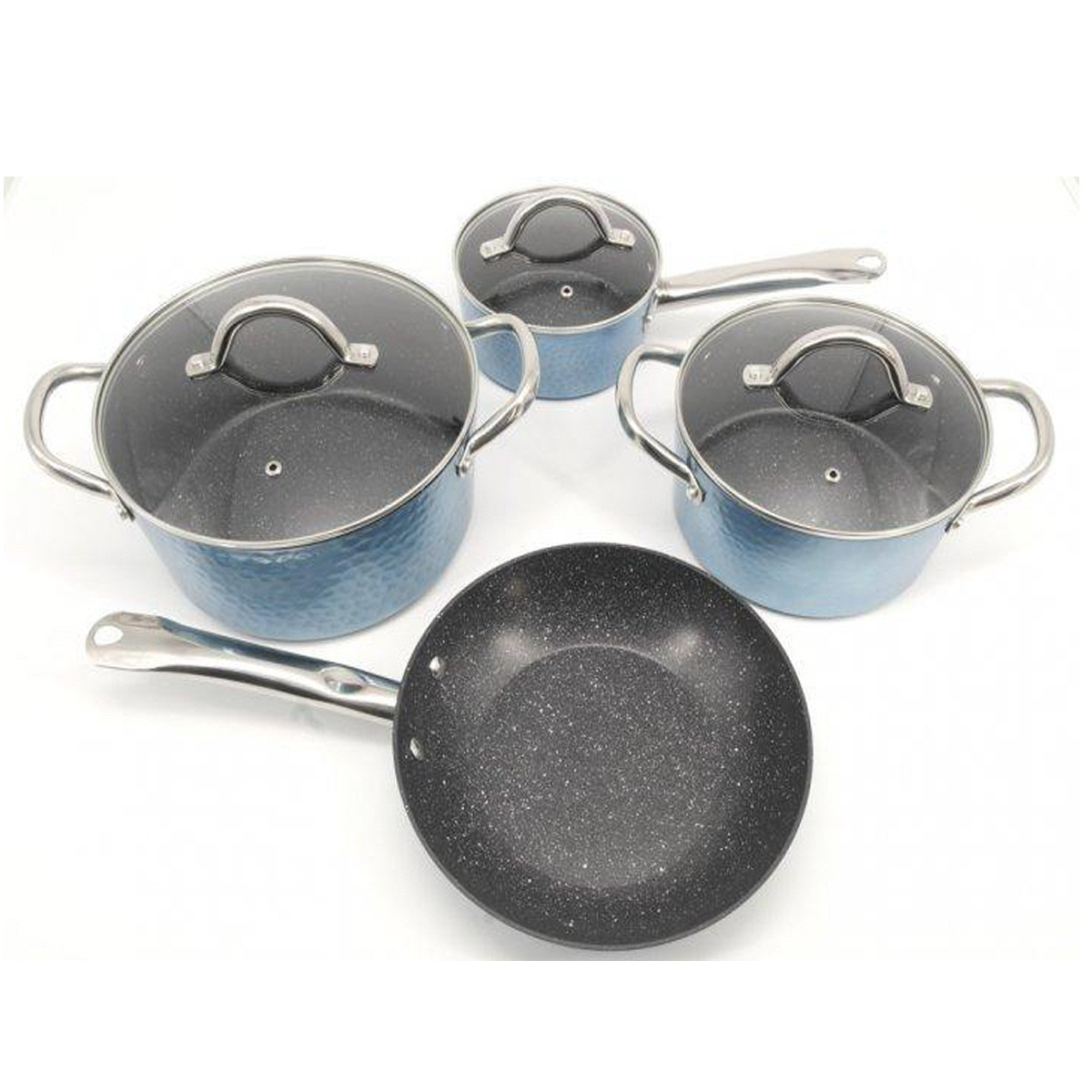 Набір каструль ківш сковорода A-PLUS 7 предметів (3015) Мармурове покриття