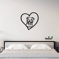 Панно Heart Стаффордширский бультерьер 20x20 см - Картины и лофт декор из дерева на стену.