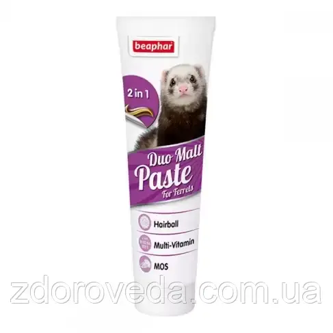 Beaphar Duo Malt Paste for Ferrets, паста для тхорів з вітамінами та для виведення шерсті, фото 1