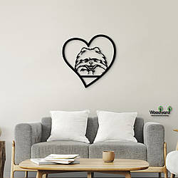 Панно Heart Померанський шпіц 20x20 см - Картини та лофт декор з дерева на стіну.