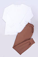Женская пижама стрейч-кулир 52, белый-коричневый