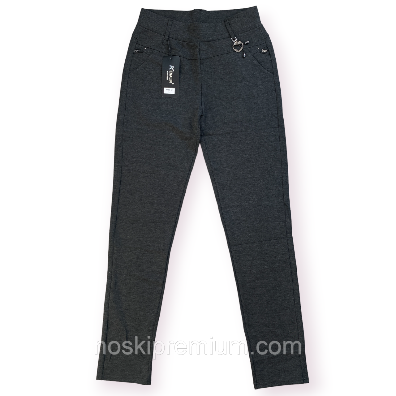Штани жіночі з бавовни з бамбуком Kenalin, розмір XL, сірі, 9700-2, фото 1
