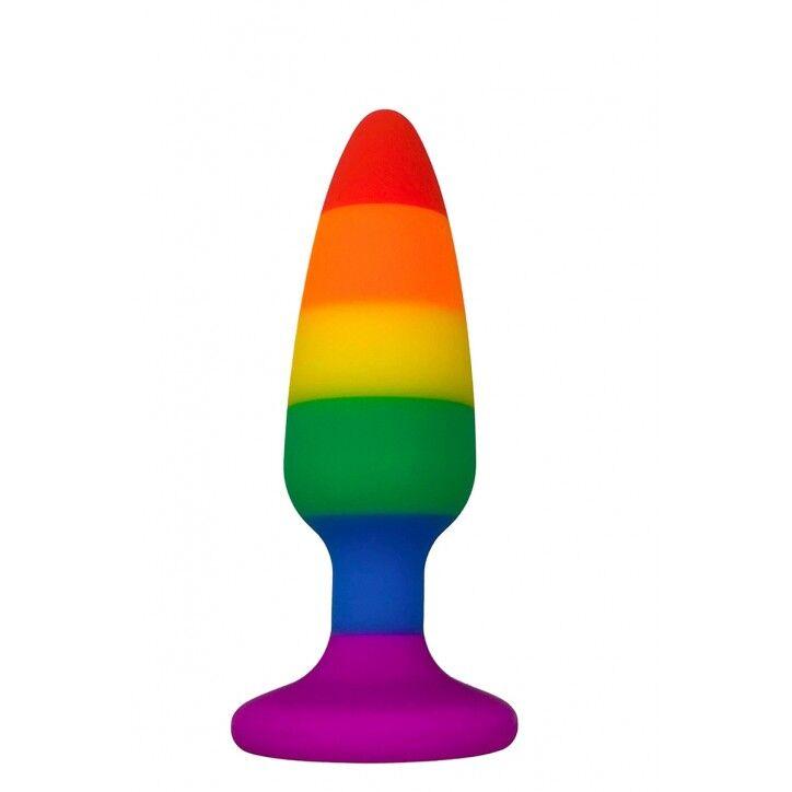 Силіконова анальна пробка Wooomy Hiperloo Silicone Rainbow Plug M, діаметр 2,9 см, довжина 11 см, фото 1