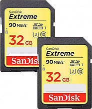 SDHC (UHS-1 U3) SanDisk Extreme 32Gb class 10 (90Mb/s, 600x) Twin Pack