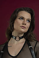 Чокер з кільцем Feral Feelings - O-Ring Collar чорний, натуральна шкіра