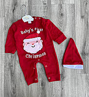 Новогодний человечек для новорожденных с шапочкой Baby's First Christmas - 56