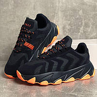 Мужские кроссовки демисезонные весенние осенние черно-оранжевые топ качество