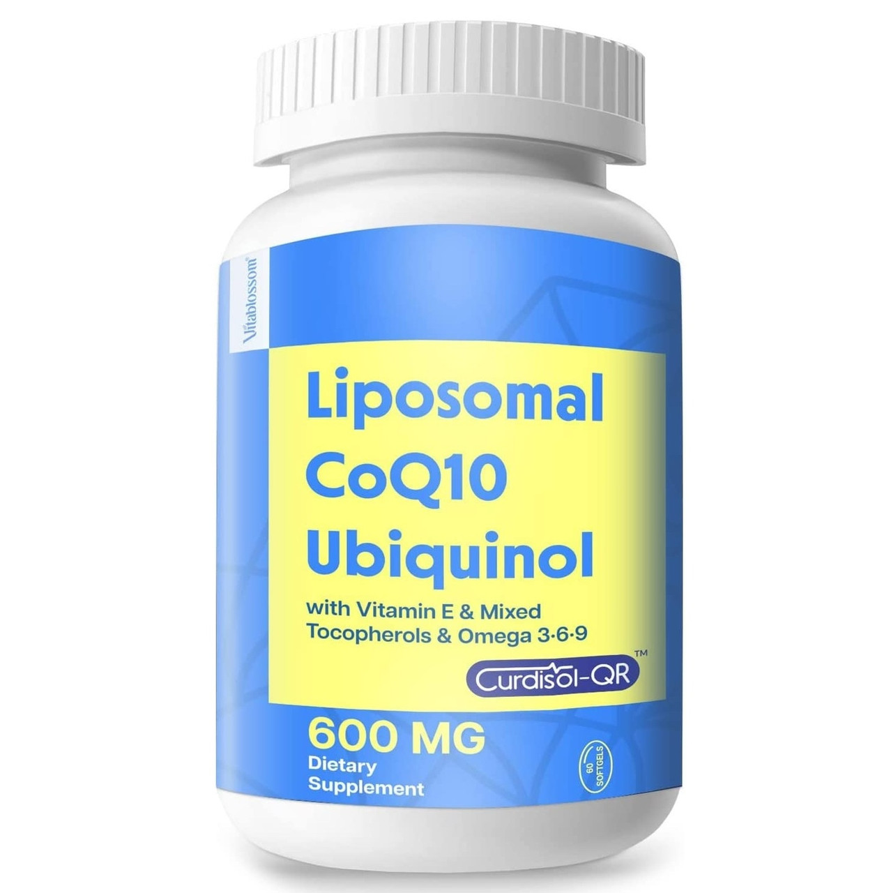 CO Q10 Vitablossom Liposomal COQ10 Ubiquinol 600 мг with E & Tocopherols & Omega 3-6-9, 60 гелевых капсул - фото 2 - id-p1638313865