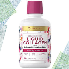 Рідкий колаген Carlyle Liquid Collagen with Amino Acid Protein & Biotin (Ягідний смак) 473 мл