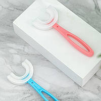 Дитяча зубна щітка силіконова.  Рожева