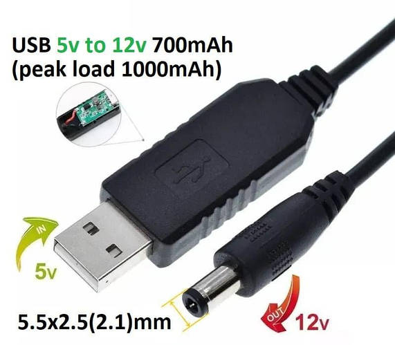 Кабель-переходник для роутера USB 5v на DC 12v 1m 5.5x2.5mm A class 1 ...