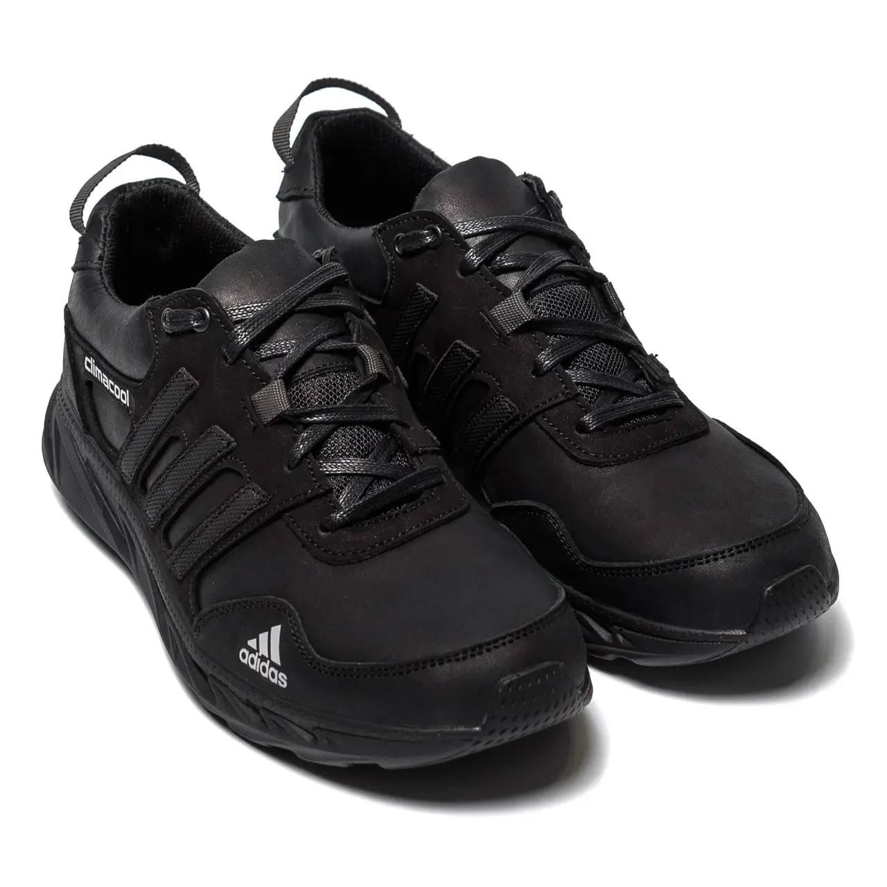 Кросівки чоловічі шкіряні чорні Adidas А30 сер, фото 1