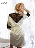 Халат атласний Fleur Lingerie Ажур, розмір L, фото 3