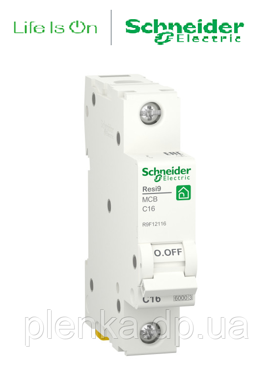 Автоматичний вимикач 1P 16A C 6 кА Schneider RESI9 R9F12116