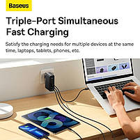 Адаптер мережевий Baseus Type-C to Typc-C cable Gan5 Pro Fast Charger 1USB/2Type-C, PD/QC, 140W/5A, фото 7