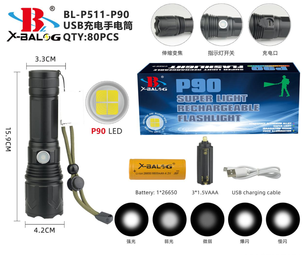 Акумуляторний ліхтар BL-P511-P160, фото 1