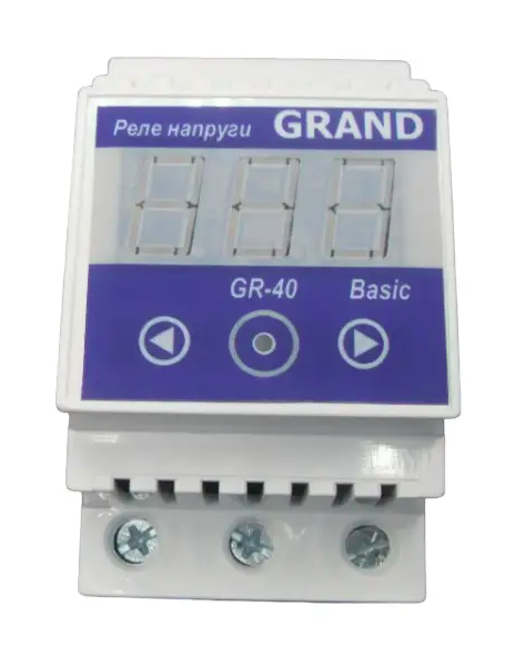 Реле напруги GR basic-40А для монтажу на DIN рейку (НЕ в розетку)