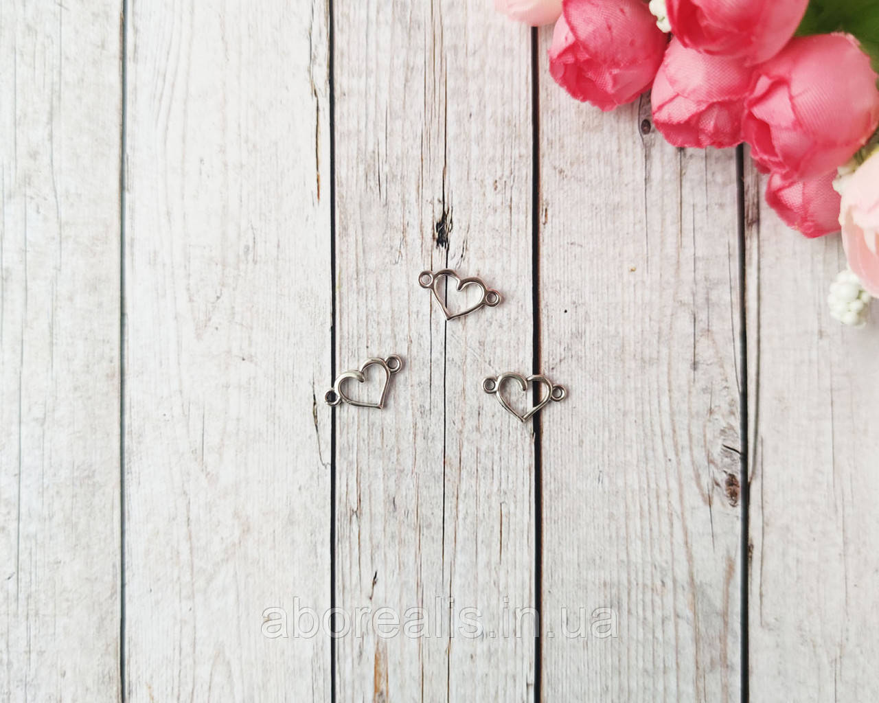 Металева підвіска, конектор "Серце". 1 шт, фото 1