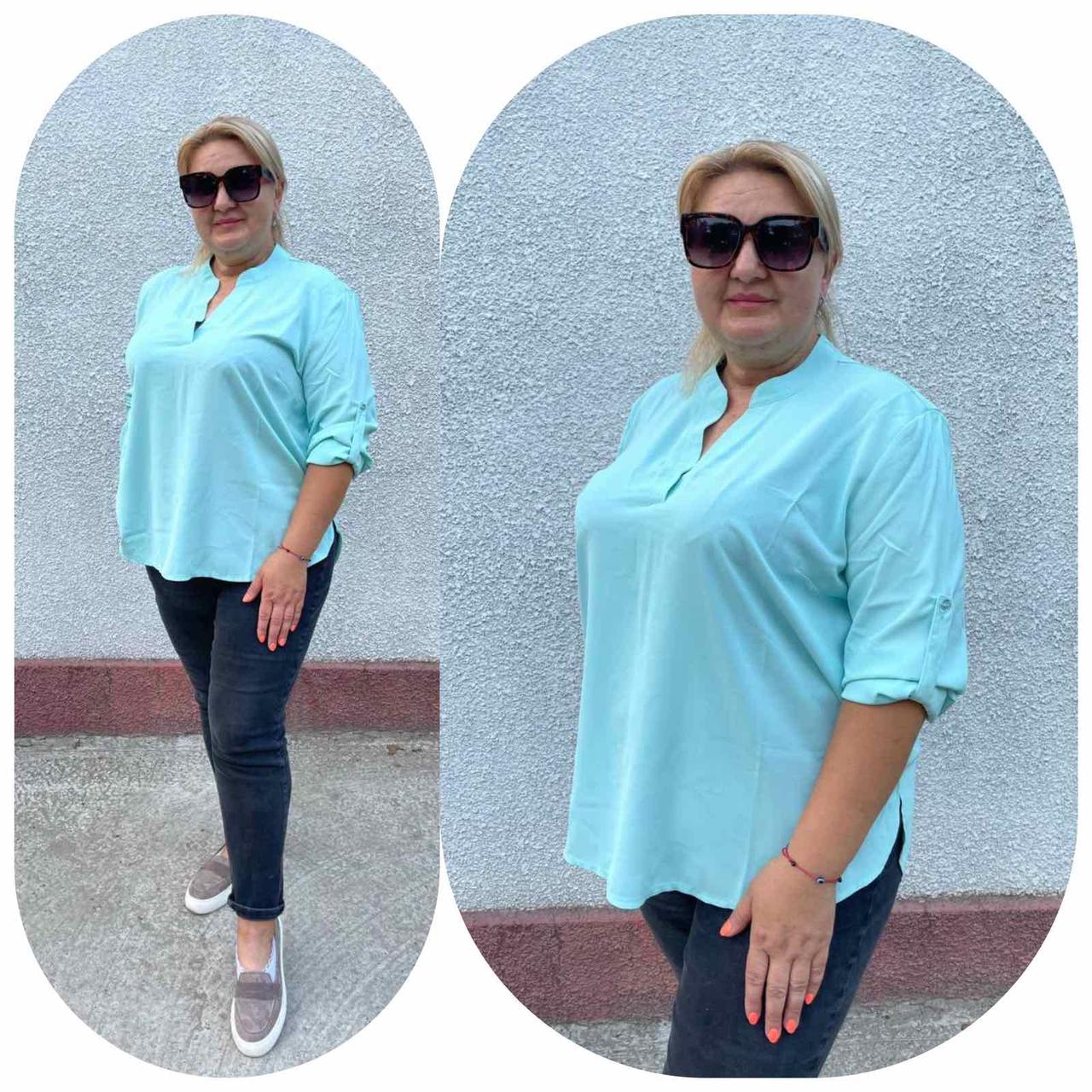 Жіноча сорочка-блузка софт БАТАЛ (р-ри 50-58) 115-4 весна-літо (в уп. один колір) весна- осінь. вир-во Україна., фото 1