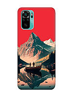 Матовый чехол с красными боками на Xiaomi Redmi Note 10/Note 10s :: Лодка. Пейзаж (принт 246)