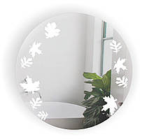 Дзеркало без рами Квіти з піскоструминним матовим малюнком кругле 600х600 мм (БЦ-стіл ТМ)