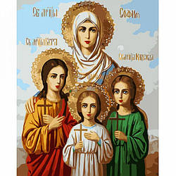 Розмальовка для дорослих Strateg Ікона Віри, Надії, Любові та їх матері Софії (SR-B-VA-3550) 40 х 50 см