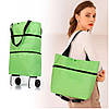 Сумка-візок на колесах 2 в 1, 46х27х12 см, Зелена / Складна сумка для покупок, фото 4