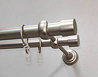 Карниз для штор металлический ЗАГЛУШКА двойной 25+19мм 3.2м (стык труб) Цвет Сатин Никель