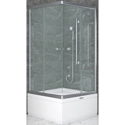 Душова кабіна Shower SATURN STN-1019 90х90х160 см з піддоном розсувні двері скло 5 мм, фото 1