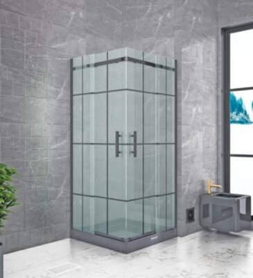 Душова кабіна Shower MERKUR MRK-232 90х90х190см без піддону розсувні двері прозоре скло з принтом, фото 1