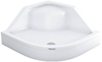 Душовий піддон SHOWER MILET SW-8129 90x90x18 (45) см із сидінням напівкруглий акриловий, фото 3
